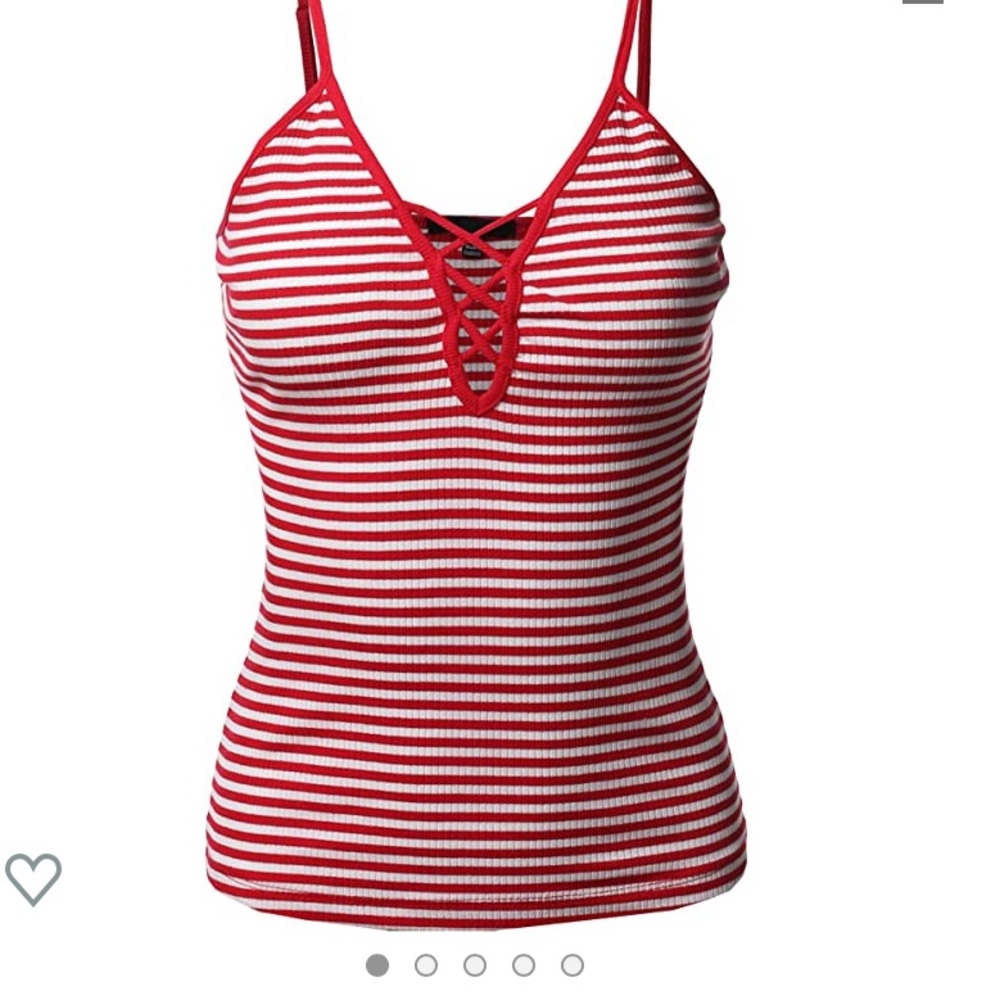 Women's Stripe V Neck Lace Up CrissCross Cami Tank